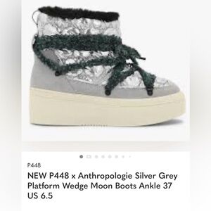 P448*Anthropology  Silver Grey Platform Wedge Boots sz 35/36